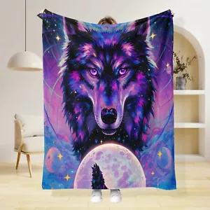 Wolf Design Microplush Fleece Bed Blanket Lightweight Ultra Soft Throw Gift - Picture 1 of 10