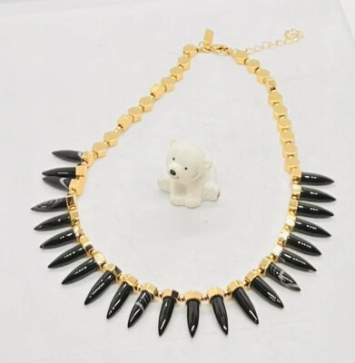 "Nuevo collar Rachel Zoe tono dorado con espiga negra tamaño 14"" + extensor de 2""" Foto 1 de 4