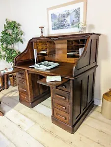 Rare Hobbs Of London Roll Top Desk Oak Arts And Crafts Desk Delivery Available  - Picture 1 of 24