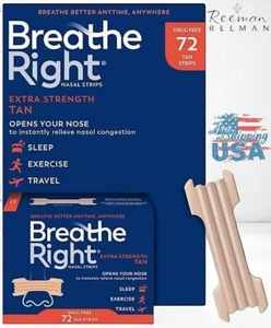 Breathe Right Nasenstreifen Bräune Extra Stark Schnarchen Allergie Linderung 72 CT. - Bild 1 von 5