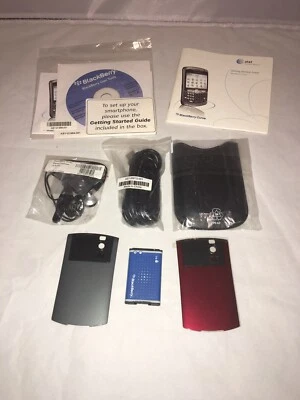 Blackberry curve 8300 accessories set red/grey door headset, battery, usb - Image 1 of 4