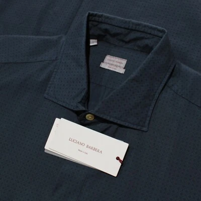 Camisa deportiva Luciano Barbera nueva con etiquetas 100 % algodón talla XL en azul geométrico Foto 1 de 4