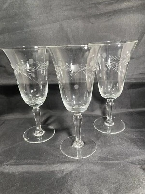 Wine Glasses Willow Moon by PIONEER Gray Cut Dot & Swag Design JAPAN Set of 3 - Image 1 of 4
