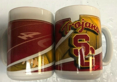 USC Trojans 15oz 2 Tone Sublimated Coffee Mug SET OF 2 Cover