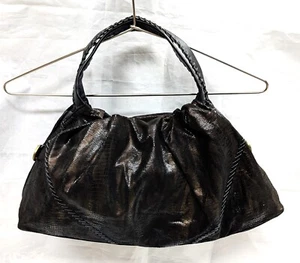 Charlie Lapson Handtasche - braun/schwarz Leder Magnet Umhängetasche/Top Handle Bag - Bild 1 von 5