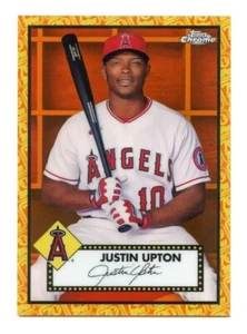 2021 Topps Platinum Anniversary Justin Upton #259 rifrattore arancione /25 angeli - Foto 1 di 2