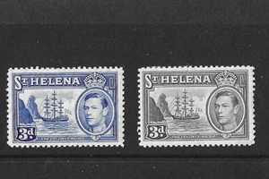 ST. HELENA 1938 y 1940 - KGVI - SG 1325 y 135a - 3d ultramarino y gris - como nuevo MH - Imagen 1 de 1