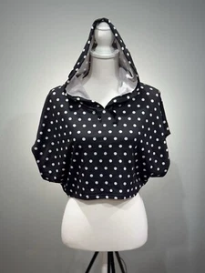 CLEARANCE! B/W Boutique Polka Dot Wide Cut Hooded Top Size M NWT - Picture 1 of 5