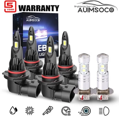 For Chevrolet C2500 Suburban 1993-1999 LED Headlight Bulb Combo Kit White Lights - Image 1 of 4