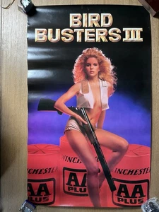WINCHESTER BIRD BUSTER III SEXY RAGAZZA CACCIA PUBBLICITÀ FUCILE POSTER 17x28” - Foto 1 di 2