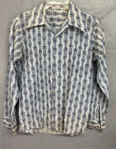 Vintage 50s Boys Button up Shirt RN 14119 Size 16 Blue - Picture 1 of 9