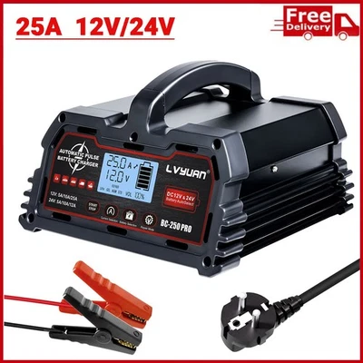 25A Auto LKW 12V 24V Intelligente Batterieladegerät Impuls Reparatur für AGM GEL - Bild 1 von 4
