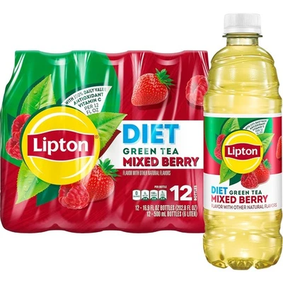 Chá verde Lipton Diet Mixed Berry, frascos de fl oz 16,9 (pacote com 12) - Imagem 1 de 2