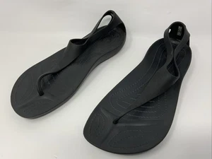 CROCS Sexi Flip Sandals SZ Womens 8 W T Strap Black Thong Serena 11354 Rare - Picture 1 of 11