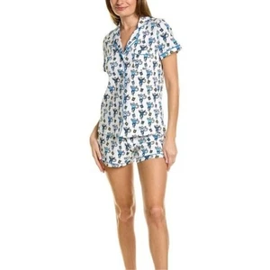 ROLLER RABBIT NWOT MONKEY NIGHTS Blue Polo Short Pajama Set size Large Hanukkah - Picture 1 of 11