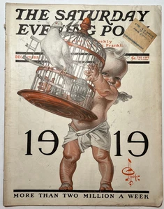SATURDAY EVENING POST - Dec 1918 - LEYENDECKER New Years Cover / Art Deco Ads - Picture 1 of 4
