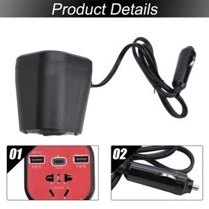 Easy to use 12V 24V to 220V Power Inverter with LED Display and USB Ports - Picture 1 of 24