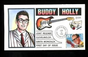 US FDC #2729 Collins Hand Painted HP 1993 Santa Monica CA Buddy Holly music - Picture 1 of 2