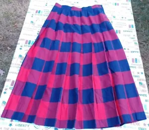 Vintage David Brooks Ltd Skirt Women 10 Blue Red Plaid Wool Pleated Aline USA - Picture 1 of 10