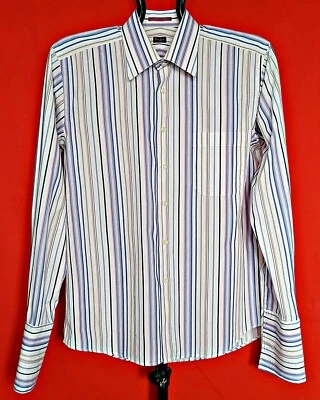 AUTHENTIC PAUL SMITH LONDON STRIPED GREEN RED MENS DRESS SHIRT SIZE US161/2 EU42 - Image 1 of 4