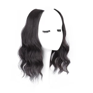 One Piece Wavy Human Hair Side Bangs Fringe Clips in Remy Hair Topper Extension - Picture 1 of 16
