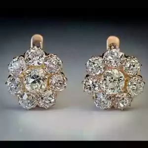 2ct Real Moissanite Women's Huggie Hoop Earrings 14k Rose Gold Plated Silver - Picture 1 of 4