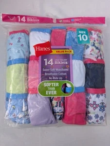 New! HANES GIRLS TAGLESS BIKINIS 14-PACK Flowers Hearts Unicorns Sz 10 - Picture 1 of 6