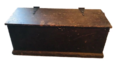 Cofre manta antigua recogida local madera marrón c. 1800-1899 Foto 1 de 4