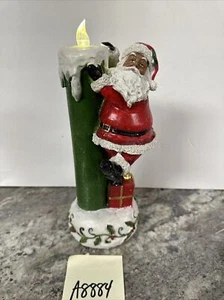 12” Rare Lighted African American Santa Claus Flameless Candle Valerie Parr Hill - Picture 1 of 16