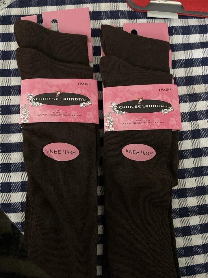 2 pares de calcetines chinos hasta la rodilla para mujer 9-11 marrón Foto 1 de 4