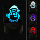 Christmas Penguin With Candy Cane 3D Illusion Led Night Light Sign Lamp