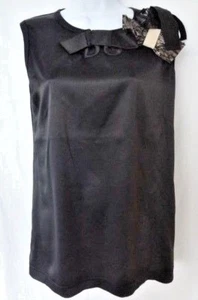 Auth NWT DOLCE & GABBANA Black TOP Blouse T-SHIRT with Lace BOW - Picture 1 of 6