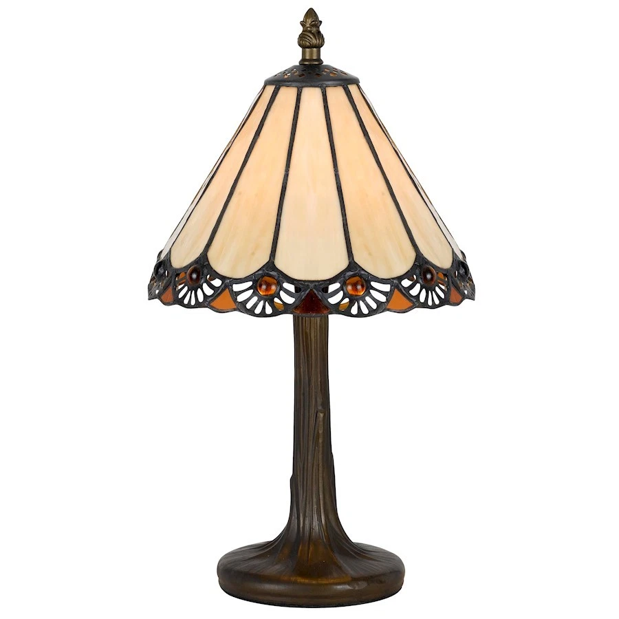 Cal Lighting Bo-2382ac Tiffany AC Table Lamp With Zinc Cast Base in Antique Brass