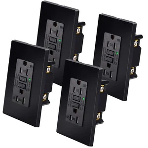 15Amp GFCI Outlet Ground Fault Circuit Interrupter TR Residential Grade Black ×4 - Picture 1 of 12