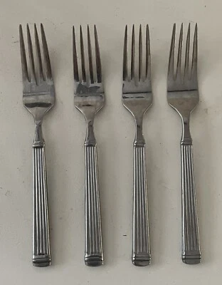 Cubiertos Pfaltzgraff Hamptons 4 tenedores de postre acanalados acero inoxidable Foto 1 de 3