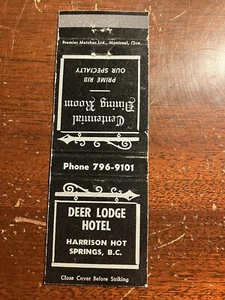 Deer Lodge Hotel Harrison Hot Springs British Columbia BC Canada Vtg Matchcover - Picture 1 of 2