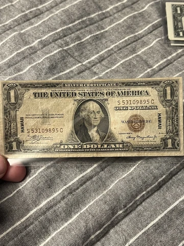 Series of 1935 A $1 One Dollar Silver Certificate Hawaii Brown Seal Cover