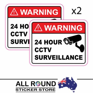 2 x Warning Stickers Security camera surveillance warning-CCTV self adhesive - Picture 1 of 2