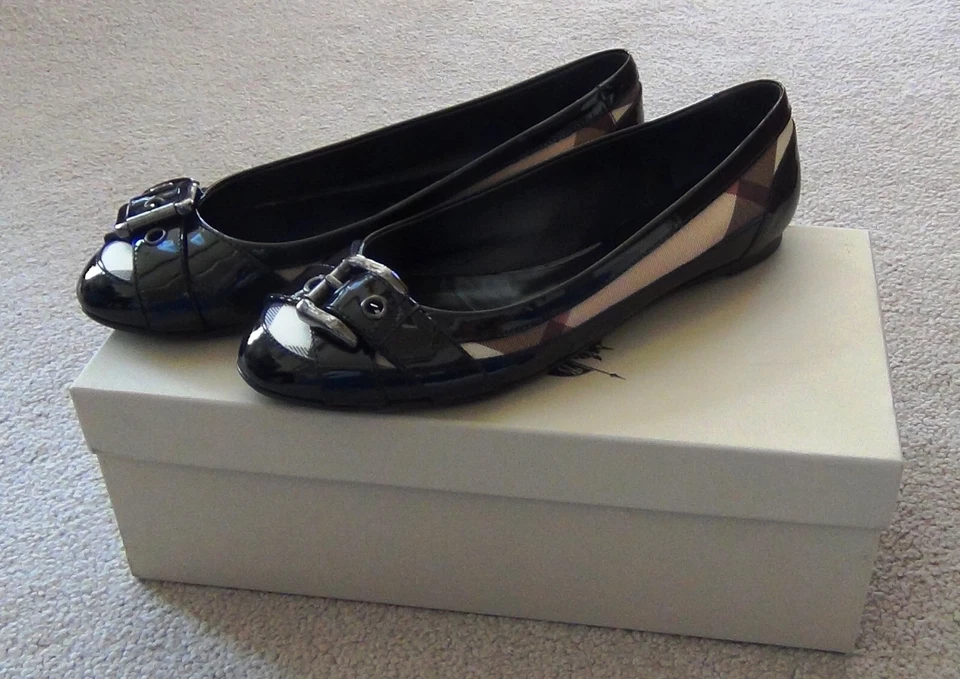 Sapatilhas xadrez e patenteadas Burberry Black tamanho 36 G2U - Imagem 1 de 4