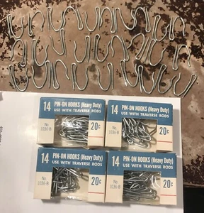 Vintage Pin - On Hooks 14 No. 1036-B Heavy Duty Hooks For Draw Draperies  - Picture 1 of 19