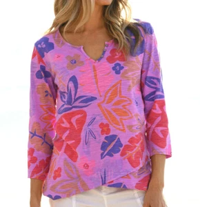 New FRESH PRODUCE USA XS 65$ Rainbow Blooms Jordan Cosmos Purple Top Shirt NWT - Picture 1 of 5