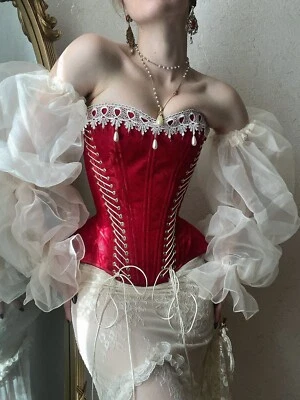 ПРЕДВАРИТЕЛЬНЫЙ ЗАКАЗ алый корсет на грудь / сделанный на заказ корсет на шнуровке для женщин - Изображение 1 из 4
