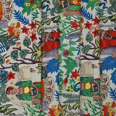 5 Yard Indian Cotton Indigo Beige Fabric Jaipuri Hand Block Print Fabric Floral - Image 1 of 3