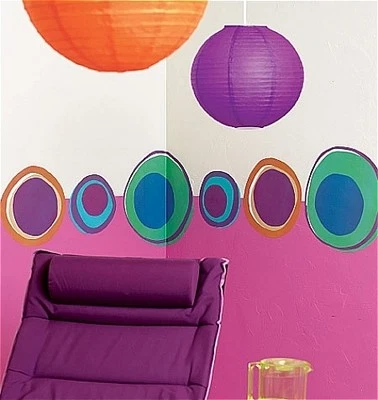 WALLIES HOT DOTS CIRCLES wall stickers 6 big prepasted retro polka dots colorful - Image 1 of 3