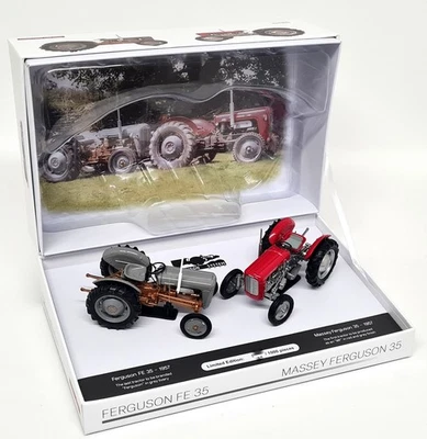 UH 1/32 Massey Ferguson FE35 & MF35 1957 Grey & Red Diecast Model Tractor Set - Image 1 of 4