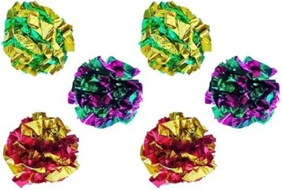 Mylar Crinkle Balls Cat Toys Interactive Toy 6 Pack  - Image 1 of 4