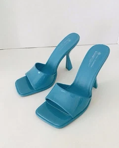 Call It Spring Women’s Turquoise Blue Vegan Leather High Heel Slides  Size 9 - Picture 1 of 9