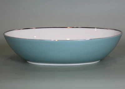 Lenox - Kingsley X-445 - Oval Vegetable Bowl - Teal / Ivory / Platinum Trim  USA - Image 1 of 4