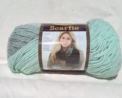Scarfie Lion Brand Yarns acrylic / wool blend bulky MINT/SILVER *Multiple Avail. - Image 1 of 4