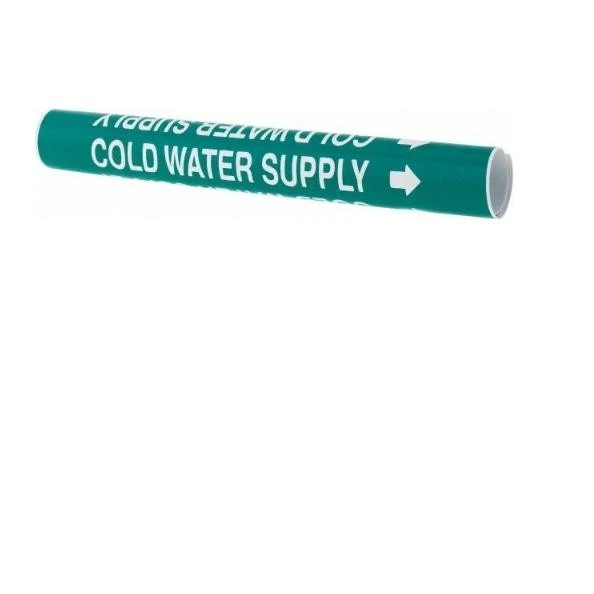 Pipe Marker w/ Cold Water Supply Legend & Arrow Graphic 3/4 to 1" Pipe OD 8Pack - Image 1 of 4